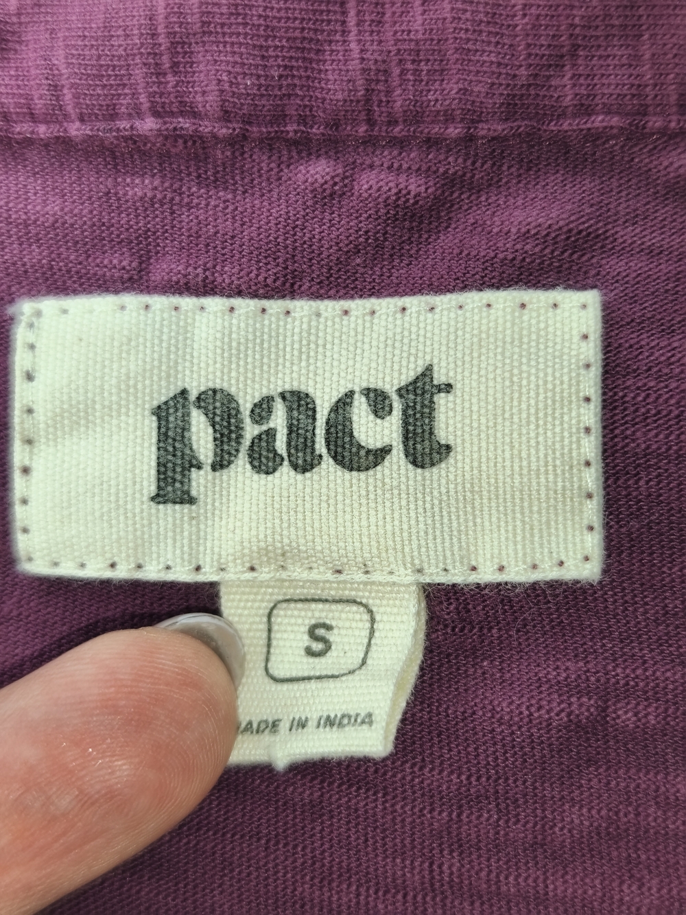Pact Organic Cotton Short Sleeve Button Up Shirt Women's Size S Burgundy Pocket - Picture 6 of 8